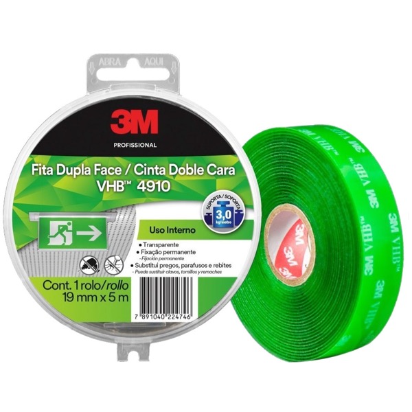 CINTA DOBLE CARA TRANSPARENTE 3/4X5MT VHB 4910